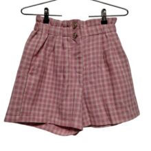 SHORT ALTO CUADRILLE ROSADO BLANCO BOTONES DORADOS A COLLECTION T PP