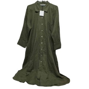 CAMISA LARGA TIPO VESTIDO LINO VERDE ZARA TL NUEVA