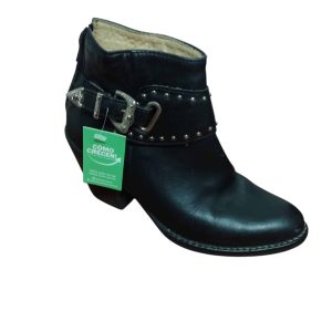 BOTINES CUERO NEGROS HEBILLA TACHAS VENET T 36