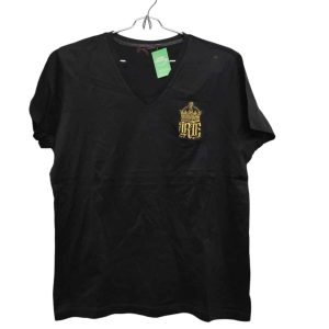 REMERA NEGRA ESCOTE V ESCUDO DORADO TL AP