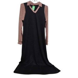 VESTIDO LARGO LANILLA NEGRO ROSADO GRIS T M AP