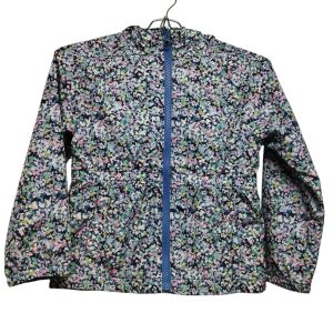 CAMPERA NYLON AZUL FLORCITAS CAP FORRO ALG GAP T 6-8