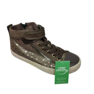 CHAMPIONES BOTITA CUERINA LONA MARRON ESTRELLAS DORADAS GEOX T 31