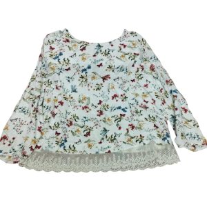 BLUSA CREMITA FLORES MARIPOSAS DET TUL BORDADO BERSHKA T 10 AP