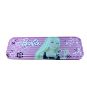 CARTUCHERA BARBIE ROSA LATA CON ART ESCOLAR