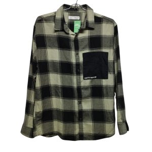 CAMISA VIYELA CUADROS VERDE NEGRO BOLSILLO NYLON ZARA T 13-14