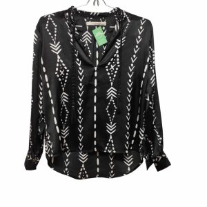BLUSA SATEN NEGRO BCO RASPSODIA T M APROX DET PERLITAS ENG