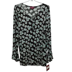 BLUSA ALG NEGRA FLORES NEW WAVE T 36- M NUEVA