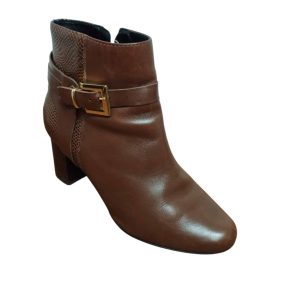BOTAS CORTAS CUERO MARRON COMBINADA HEBILLA PASQUALINI T 37