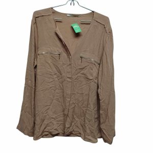 CAMISA SIN CUELLO MARRON BLSILLOS CON CIERRE CHOCOLATE T LAP