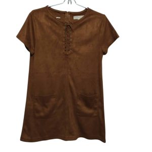 VESTIDO GAMUZA MARRON TRENZA ZARA T13/14