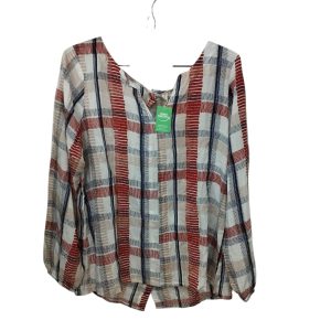BLUSA CUADROS BCO BEIGE AZUL ROJO INDIAN T M