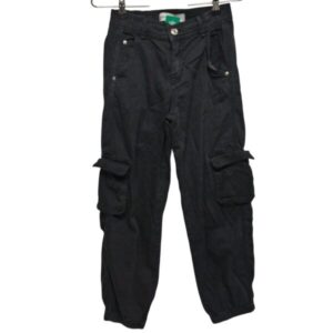 PANTALON NEGRO CARGO PUÑOS BERSHKA T10/12 DEC