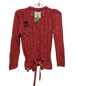 SACO LANA ROJO CALADO APLIQUES FLORES HUSH PUPPIES T 10