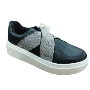 ZAPATO TIPO PANCHA NEGRO ELASTICOS BRILLOS VIZZANO T35 BRA 37 EU AVERI