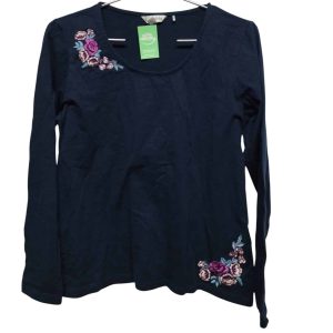 REMERA ALG AZUL FLORES BORDADAS LOLITA TM