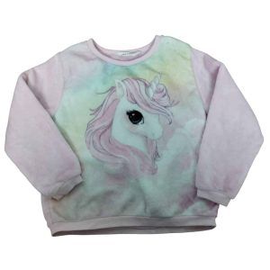 BUZO PELUDITO ROSADO UNICORNIO H&M T4/6