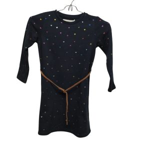 VESTIDO ALG AZUL CORAZONES T4/6 CINTO TRENZA MARRON
