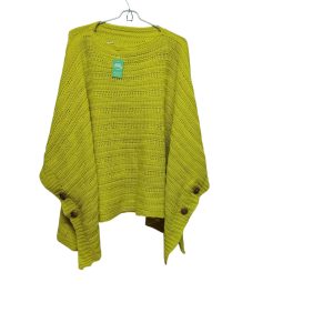 CHALECO LANA OVERSIZE VERDE MANZANA BOTONES MADERA