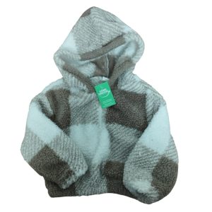 BUZO PELUDITO BLANCO GRIS CUADROS CAPUCHA SHEIN T18/24M