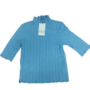 POLERA HILO PELUDITA MANGA 3/4 CELESTE ZARA T L NUEVA