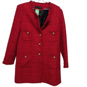 CHAQUETA TEJIDA ROJA BOTONES DORADOS ZARA T M