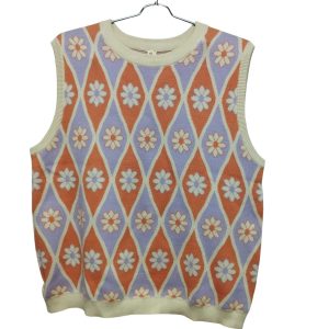 CHALECO CREMITA LILA NARANJA FLORES ROMBOS INDIAN T M