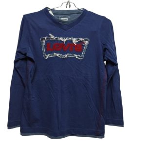 REMERA ALG AZUL LEVIS EN ROJO DOBLE CUELLO FLECOS T8-10 DEC