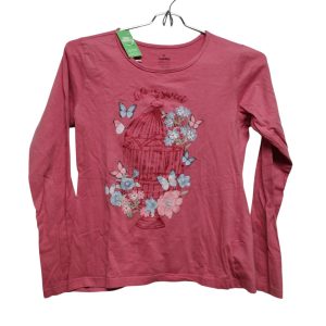 REMERA ALG ROSADA CELESTE FLORES MARIPOSAS BRILLOS FUZARKA 11/12 GT