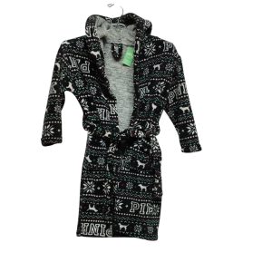 BATA SALTO DE CAMA PELUDITA NEGRA PERRITOS BLANCOS LAZO T7