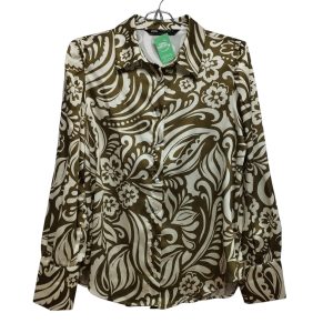 CAMISA SATEN CREMITA VERDE FLORES ZARA TS