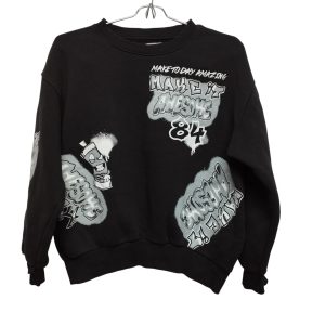BUZO DEP NEGRO GRIS GRAFFITI ZARA T9/10