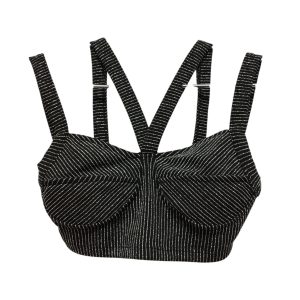 TOP NEGRO RAYAS PLATEADAS CON FORMA BLUESTEEL T P NUEVO