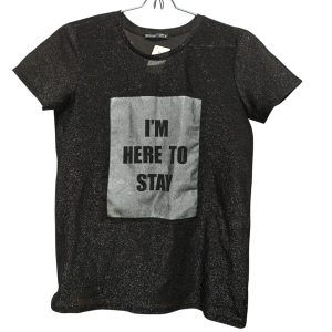 REMERA NEGRA BRILLOS I'M HERE TO STAY ZARA T S ENG