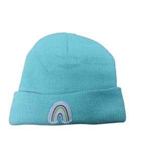 GORRO LANA CELESTE ARCOIRIS APLIQUE