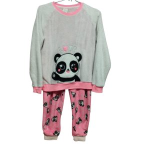 PIJAMA PANT/BUZO PELUDITO BCO ROSADO OSOS PANDA ACCESSORIES T 13-14