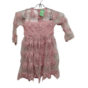 VESTIDO FIESTA NIÑA ROSADO TUL BORDADO T 2-3 AP