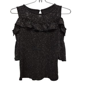 BLUSA NEGRA HOMBRO DESCUBIERTO BRILLOS VOLADO T 12 AP
