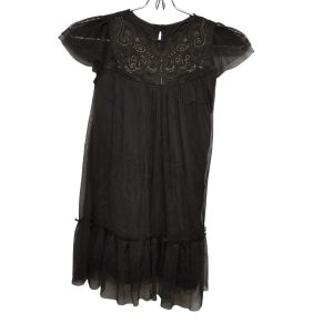 VESTIDO FIESTA NEGRO TUL PECHERA BORDADA CANUTILLOS T 6 AP