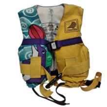 CHALECO SALVAVIDAS CELESTE AMARILLO NAUTIKA HASTA 25 KG