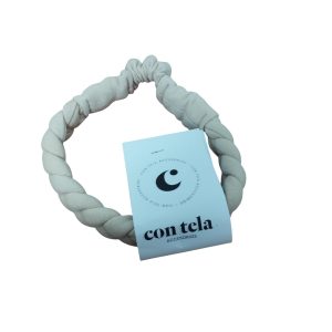 VINCHA TELA TRENZADA BEIGE CON TELA ACCESORIOS