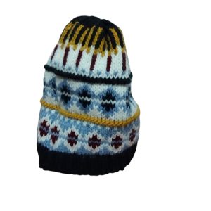 GORRO LANA AZUL BCO AMARILLO BORDO TIPO BARILOCHE