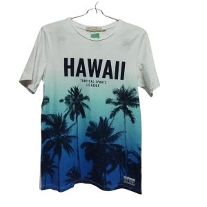 REMERA ALG BCO AZUL VERDE  HAWAII PALMERAS H&M T S AP