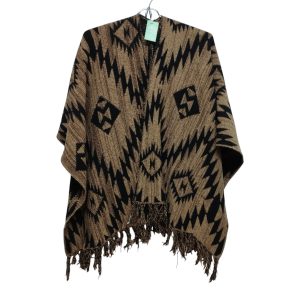 PONCHO RUANA MARRON NEGRO FLECOS