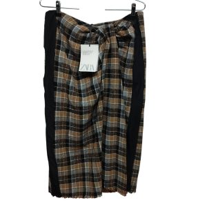 POLLERA CUADRILLE BEIGE NEGRO GRIS ZARA TL NUEVA