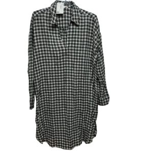 BLUSA VESTIDO TIPO CAMISA VIYELA CUADRILLE BCO NEGRO H&M T M NUEVA