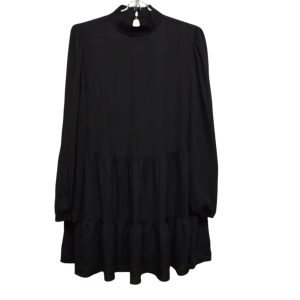 VESTIDO TELA NEGRO VOLADOS BOTONES DORADOS A COLLECTION T P