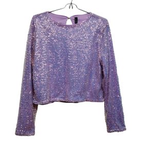 BLUSA LILA CON LENTEJUELAS Y TUL RENNER TG NUEVA