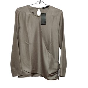 blusa m/l mango t s dorado cruzada abierta adelante