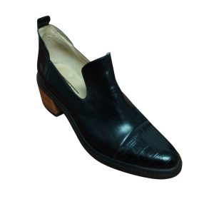 botin abierto negro taco madera sagali t40